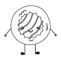 kawaii süße sushi roll charakter vektorillustration mit gesicht im flachen stil. Gekritzel-Cartoon-Design. vektor