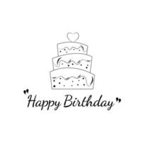 Lycklig födelsedag kaka vektor illustration med vit bakgrund.