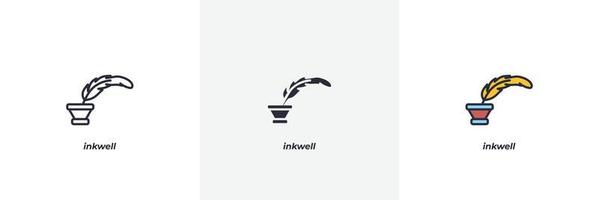 inkwell ikon. linje, fast och fylld översikt färgrik version, översikt och fylld vektor tecken. aning symbol, logotyp illustration. vektor grafik