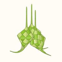 Ketupat vektor illustration på vit bakgrund. asiatisk mat design. eid al-fitr firande mat.