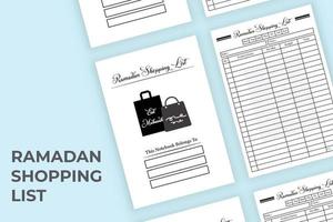 eid Einkaufen und Budget Tracker Logbuch Innere Vektor. Ramadan Einkaufen Planer Notizbuch Vorlage mit ein Checkliste. Muslim Feste Ramadan und eid Einkaufen und Marketing aufführen Innere. vektor