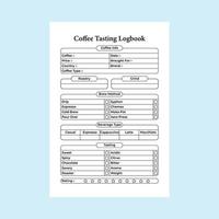 kaffe information logga bok interiör. kaffe smak och dryck typ tracker mall. tidning interiör. kaffe provsmakning information och bryggning metod anteckningsbok interiör. vektor