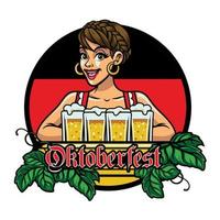 Mädchen von Oktoberfest Design feiern das Festival vektor