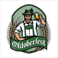 gammal man med öl fira oktoberfest vektor