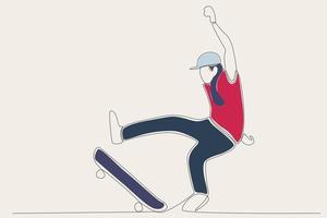 farbig Illustration von ein Junge fallen von ein Skateboard vektor