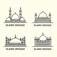 Moschee Sammlung einfach Linie Kunst Stil Design isoliert Weiß Hintergrund vektor