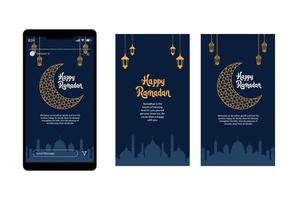 social media kort berättelse mall begrepp av välkomnande de helig månad av ramadan vektor