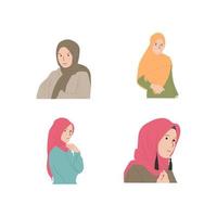 samling av illustrationer av hijab kvinnor vektor