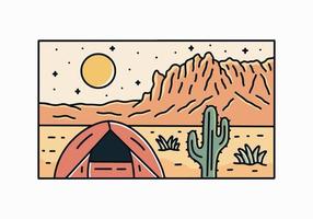 Lycklig camping på förlorat holländare stat parkera i de vidskepelse bergen i arizona design för t skjorta, bricka, klistermärke, och utomhus- kläder vektor