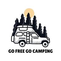 gehen kostenlos gehen Lager mit Wohnmobil van Natur wild Jahrgang Vektor Kunst zum Aufkleber, t Shirt, und andere