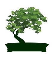 form av träd på pott. vektor översikt illustration av bonsai.