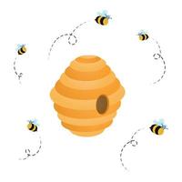 honung bi, bikupa, tecknad serie vektor illustration grafisk design
