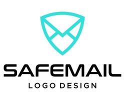 Email Symbol und sichern Schild Technologie Logo Design. vektor