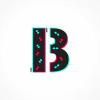 abstrakt tekniskt fel effekt företags- identitet brev b logotyp design vektor