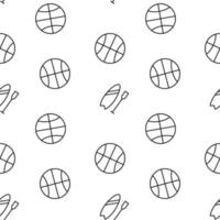 einfarbig Vektor nahtlos Muster von Kajak und Ball zum Spiele zum Netz Websites und Polygraphie