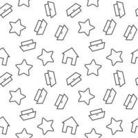 sömlös vektor upprepa mönster av stjärna, hus, dörr tillverkad av linje ikoner för polygrafi och webbplatser