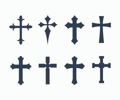 kristen korsa vektor symbol platt stil. uppsättning av annorlunda går över ikon