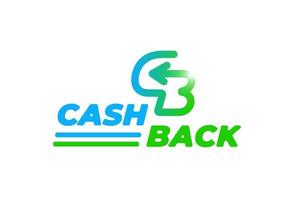 Cash Back Service Aufkleber Symbol Vorlage. Geldrückerstattung Cashback-Etikett. blauer und grüner Pfeil in Form c und b Buchstaben Emblemvektorillustration vektor