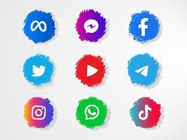 Sozial Medien Gekritzel Logo Sammlung im Kreide Vektor Stil