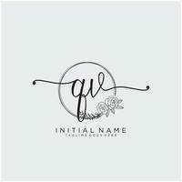 Initiale qv feminin Logo Sammlungen Vorlage. Handschrift Logo von Initiale Unterschrift, Hochzeit, Mode, Schmuck, Boutique, Blumen- und botanisch mit kreativ Vorlage zum irgendein Unternehmen oder Geschäft. vektor