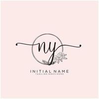 Initiale ny feminin Logo Sammlungen Vorlage. Handschrift Logo von Initiale Unterschrift, Hochzeit, Mode, Schmuck, Boutique, Blumen- und botanisch mit kreativ Vorlage zum irgendein Unternehmen oder Geschäft. vektor