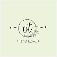 första ot feminin logotyp samlingar mall. handstil logotyp av första signatur, bröllop, mode, smycken, boutique, blommig och botanisk med kreativ mall för några företag eller företag. vektor
