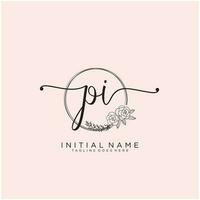 Initiale Pi feminin Logo Sammlungen Vorlage. Handschrift Logo von Initiale Unterschrift, Hochzeit, Mode, Schmuck, Boutique, Blumen- und botanisch mit kreativ Vorlage zum irgendein Unternehmen oder Geschäft. vektor