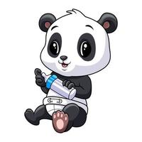 söt bebis panda innehav flaska av mjölk vektor