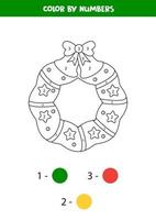 målarbok av julkrans. färg efter siffror. vektor