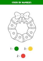 matematik kalkylblad för barn. färg julkrans med siffror. vektor