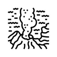 unter Wasser Vulkan Lava Linie Symbol Vektor Illustration