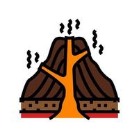 Stratovulkan Lava Farbe Symbol Vektor Illustration