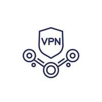 vpn service linje ikon med en skydda vektor