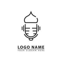 Podcast mic und Moschee Kuppel Vektor Logo Symbol.
