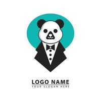 Panda Boss Geschäft Vektor Logo Symbol.