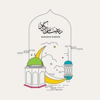 Linie Kunst Ramadan kareem Vektor Illustration