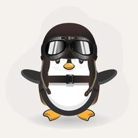 süß Pinguin tragen Fallschirm Tasche und Luftfahrt Helm vektor