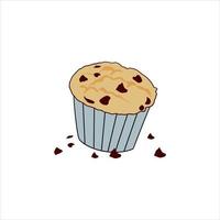 Muffin Kuchen Schokolade Chips Karikatur Illustration vektor