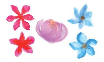 Rosa und Blau Blumen. einstellen von Aquarell Blumen- Entwürfe. bunt wild Blumen- Sammlung mit Aquarell vektor
