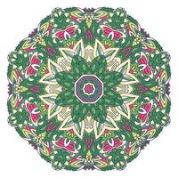 Vektor Hand gezeichnet Gekritzel Mandala Design. ethnisch Sommer- Gekritzel Medaillon mit bunt Ornament.