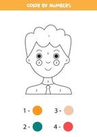 färg söt pojke med siffror. kalkylblad för barn. vektor