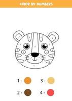 färg söt fox tiger efter siffror. kalkylblad för barn. vektor
