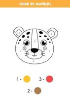 färg söt leopard ansikte med siffror. kalkylblad för barn. vektor