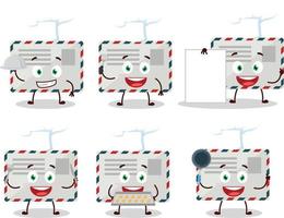 Karikatur Charakter von Briefumschlag mit verschiedene Koch Emoticons vektor