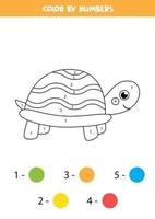 färg söt sköldpadda med siffror. kalkylblad för barn. vektor