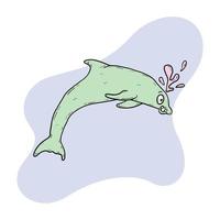 ein Springen Delfin mit ein Lächeln vektor