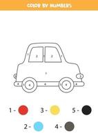 färg tecknad bil med siffror. kalkylblad för barn. vektor