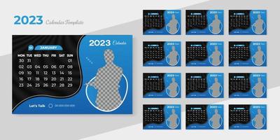 2023 Kalender Vorlage. korporativ und Geschäft Planer Tagebuch. das Woche beginnt auf Montag. einstellen von 12 Monate Seiten Design Layout vektor