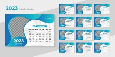 glücklich Neu Jahr Kalender 2023, Geschäft korporativ Design Vorlage Stichprobe Bild mit Layout vektor