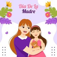 eliz dia de la madre social media bakgrund illustration tecknad serie hand dragen mallar vektor